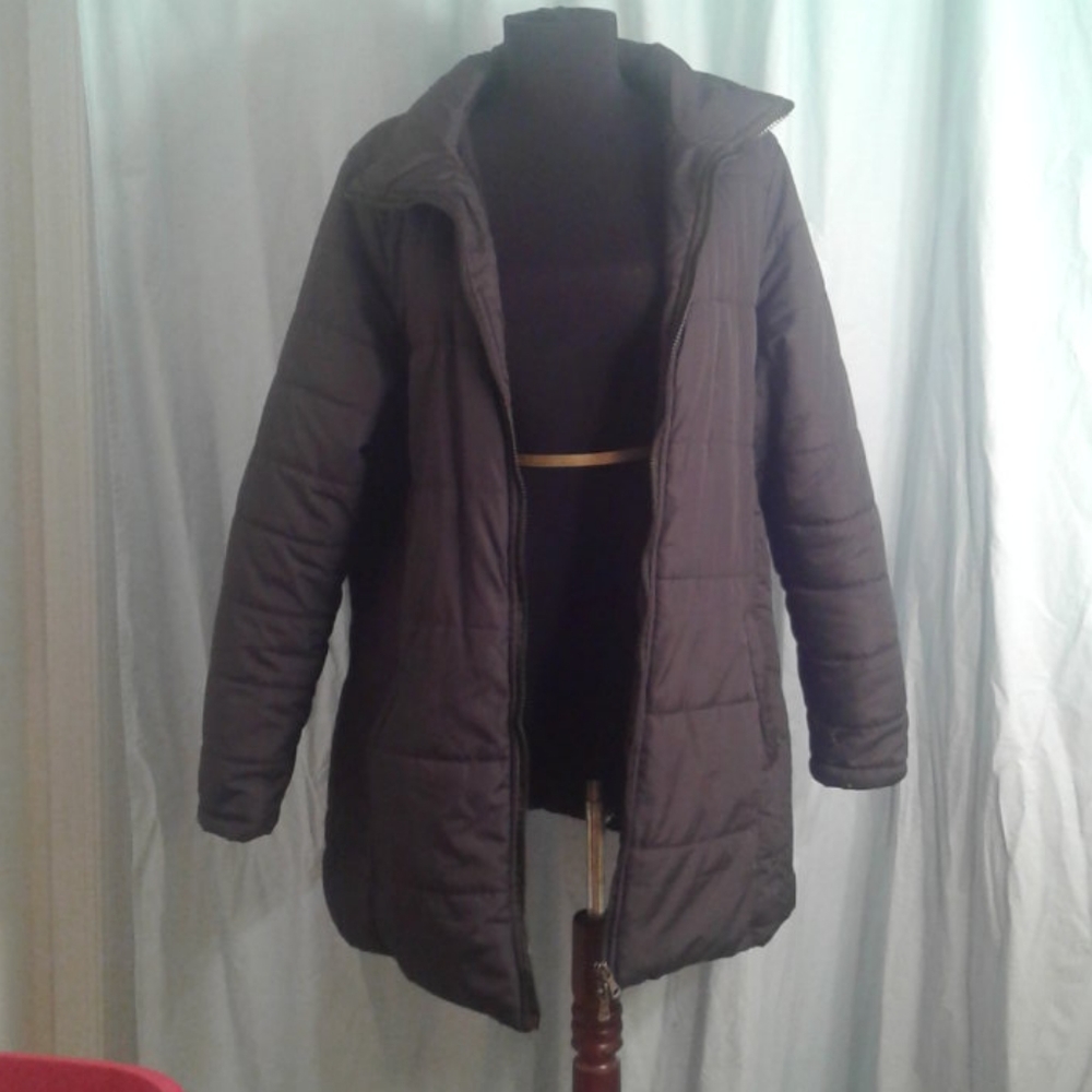 Holstark 1X Quilted Puffer Coat Black Fleece Lining